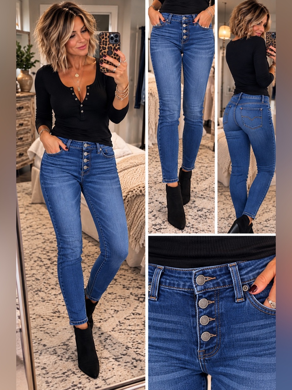 Hudson “Ciara” Super Skinny Mid Rise Exposed Button Fly Jeans Size 31